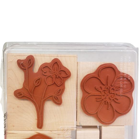 Stampin Up Flower Fancy Two Step Stampin Wood Block Stamp Set Made in USA - Picture 4 of 7